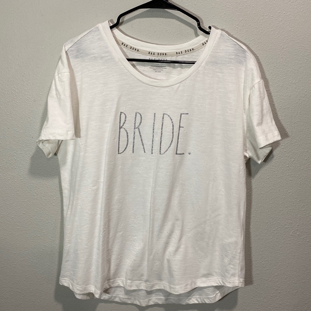 5 for $25 Rae Dunn bride t‎ shirt white with silver letters